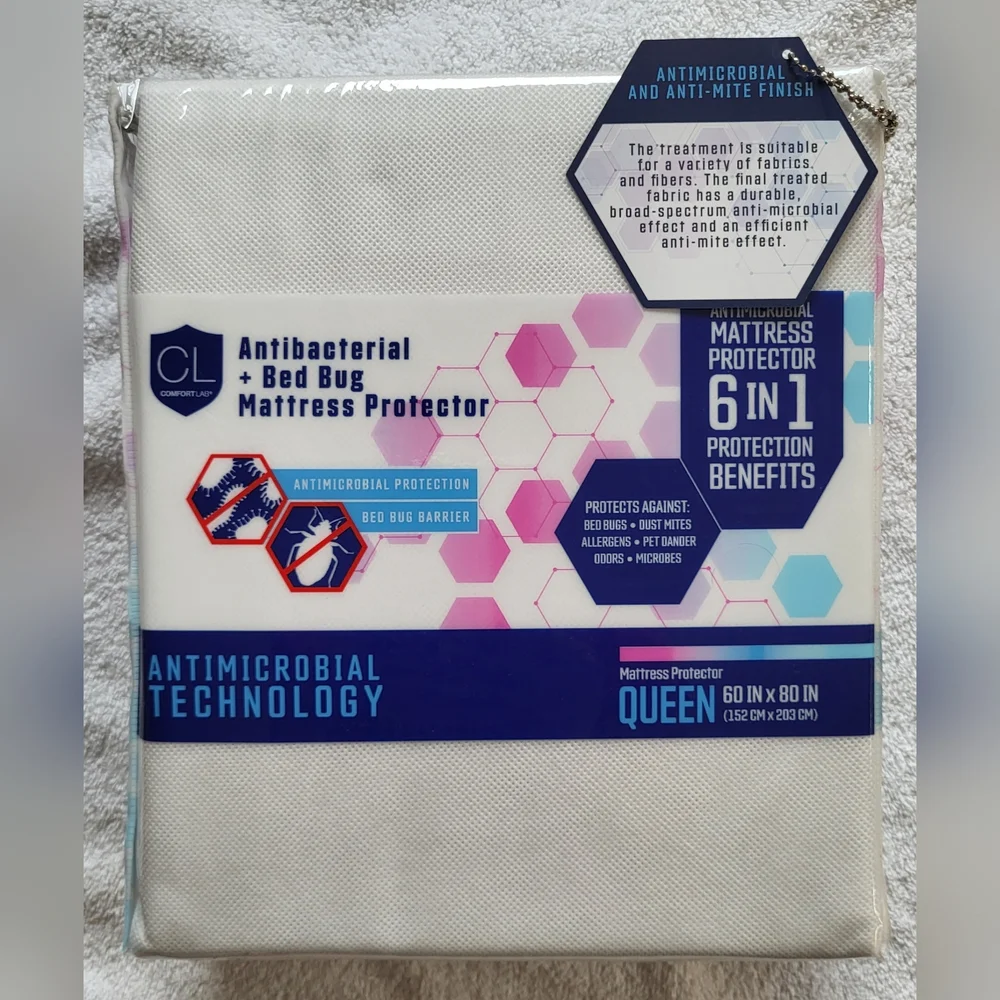 COMFORT LAB Antimicrobial Queen Size Mattress Protector (NWT) (NIP)